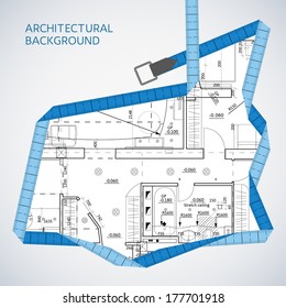 Architectural background with a measuring tape