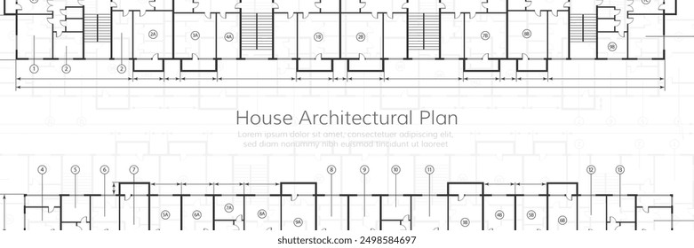 Fondo arquitectónico. Parte del proyecto arquitectónico de casas y apartamentos, plano. Diseño de ingeniería de Plan de piso y distribución de departamento. Fondo de Vector en estilo de dibujo técnico.