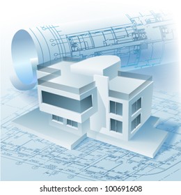 Architectural background. Part of architectural project, architectural plan, technical project, drawing technical letters, architect at work, Architecture planning on paper, construction plan
