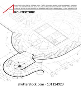Architectural background. Part of architectural project, architectural plan, technical project, drawing technical letters, architect at work, Architecture planning on paper, construction plan