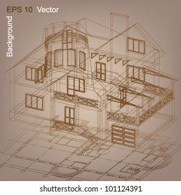 Architectural background. Part of architectural project, architectural plan, technical project, drawing technical letters, architect at work, Architecture planning on paper, construction plan