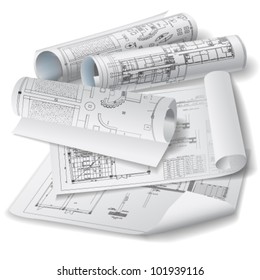 Architectural background. Part of architectural project, architectural plan, technical project, drawing technical letters, architect at work, Architecture planning on paper, construction plan