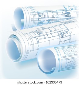 Architectural background. Part of architectural project, architectural plan, technical project, drawing technical letters, architect at work, architecture planning on paper, construction plan