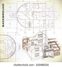 Architectural background. Part of architectural project, architectural plan, technical project, drawing technical letters, architect at work, architecture planning on paper, construction plan