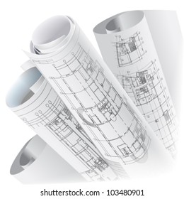 Architectural background. Part of architectural project, architectural plan, technical project, drawing technical letters, architect at work, architecture planning on paper, construction plan