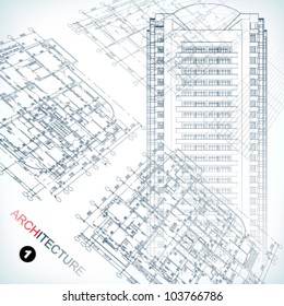 Architectural background. Part of architectural project, architectural plan, technical project, drawing technical letters, architect at work, Architecture planning on paper, construction plan