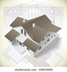 Architectural background. Part of architectural project, architectural plan, technical project, drawing technical letters, architect at work, architecture planning on paper, construction plan