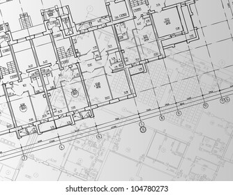 Architectural background. Part of architectural project, architectural plan, technical project, drawing technical letters, architect at work, Architecture planning on paper, construction plan