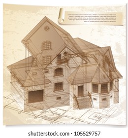 Architectural background. Part of architectural project, architectural plan, technical project, drawing technical letters, architect at work, architecture planning on paper, construction plan