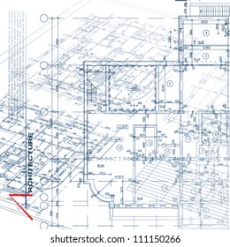 Architectural background. Part of architectural project, architectural plan, technical project, drawing technical letters, architecture planning on paper, construction plan