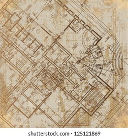 Architectural background. Part of architectural project, architectural plan, technical project, drawing technical letters, architecture planning on paper, construction plan