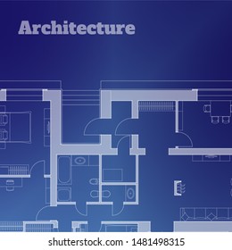 Architectural background. Part of architectural project, architectural plan of a residential building. Vector illustration EPS10