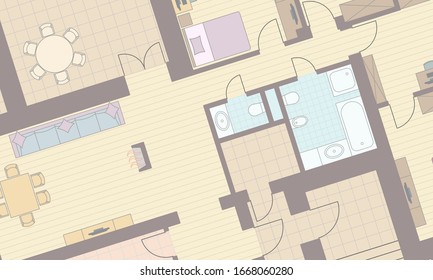 Architectural background. Part of architectural project, architectural plan of a residential building. Colorful vector illustration EPS10