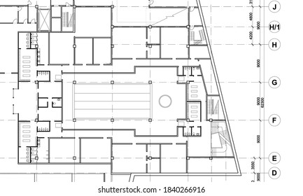 Antecedentes arquitectónicos. Parte del proyecto arquitectónico, el plan arquitectónico de un edificio público. Centro de spa con piscina