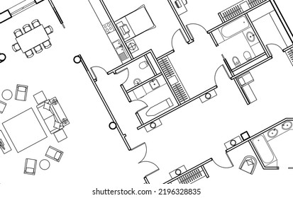 Architectural Floor Plan House Drawing Cottage Stock Vector Royalty Free Shutterstock