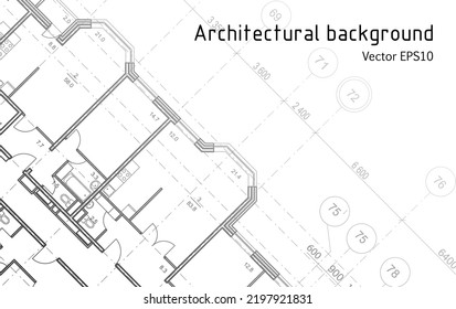 Architectural background. Part of architectural project, architectural plan of the apartment. Detailed floor plan, apartment layout, blueprint