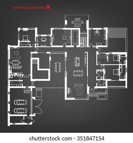 Architectural background. Part of architectural project, architectural plan, technical project, drawing technical letters, architecture planning on paper, construction plan