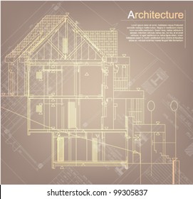 Architectural background. Part of architectural project, architectural plan, technical project, drawing technical letters, architect at work, Architecture planning on paper, construction plan