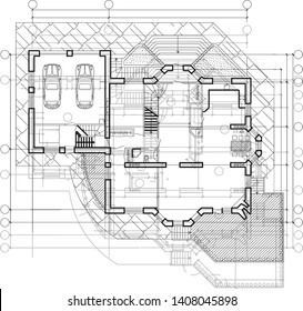 Architectural background. Part of architectural project. Vector illustration