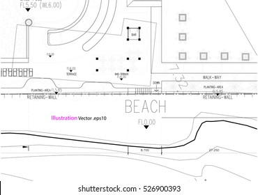 Architectural background, architectural plan, construction drawing landscape