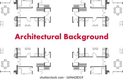 Architectural background. Plan of a residential building. Black and white vector illustration EPS10