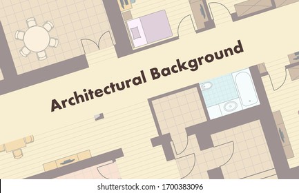 Architectural background. Architectural plan of a residential building. The drawing of the cottage. Colorful vector illustration EPS10