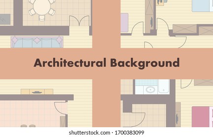 Architectural background. Architectural plan of a residential building. The drawing of the cottage. Colorful vector illustration EPS10