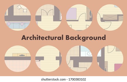 Architectural background. Architectural plan of a residential building. The drawing of the cottage. Colorful vector illustration EPS10