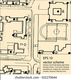 Architectural background with plans of building
