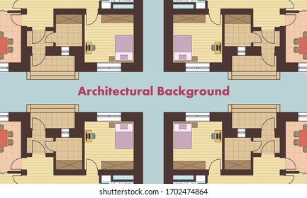 Architectural background. Architectural plans of residential buildings. The drawings of cottages. Colorful vector illustration EPS10