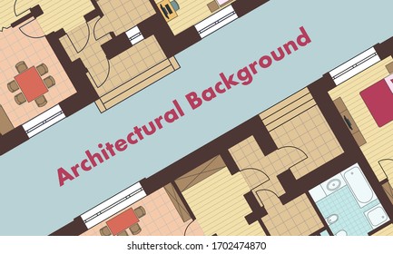 Architectural background. Architectural plans of residential buildings. The drawings of cottages. Colorful vector illustration EPS10