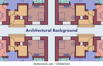 Architectural background. Architectural plans of residential buildings. The drawings of cottages. Colorful vector illustration EPS10