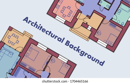 Architectural background. Architectural plans of residential buildings. The drawings of cottages. Colorful vector illustration EPS10