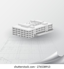 Architectural background for architectural project,  architectural brochure, technical project, architectural drawing.