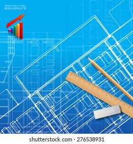 Architectural background for architectural project,  architectural brochure, technical project, architectural drawing.