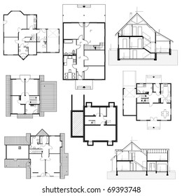 Architectural background. set of vector illustrations