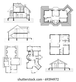 Architectural background. set of vector illustrations