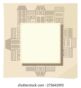 Architectural background with the streets of the old town. Vector.