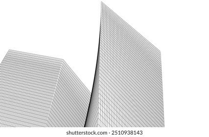 Architectural background vector 3d drawing on white background