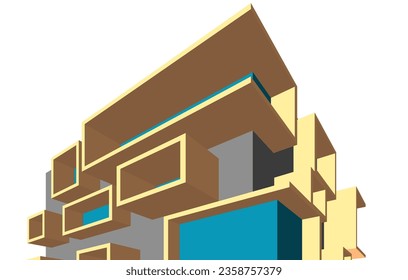 Ilustración 3d del vector de fondo arquitectónico