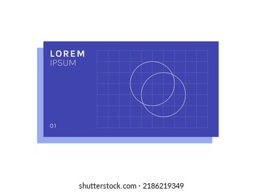 Architectural blueprint and horizontal geometric shape technical drawing flat vector illustration.