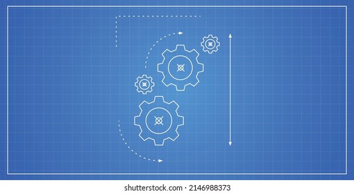 Architectural blueprint and horizontal technical drawing flat illustration.
 svg