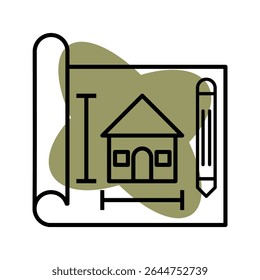 Architectural Blueprint with House Design