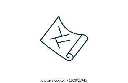 Architectural blueprint icon flat style graphical symbol.