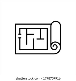 Architectural Blueprint Icon, House Map Vector Art Illustration