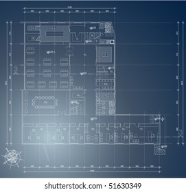 Architectural blueprint of industry building