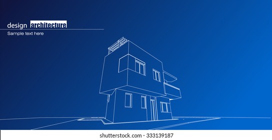 Architectural blueprint of the residence house as modern architectural design