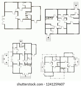Architectural blueprint in top view background. Vector technical project background illustration

