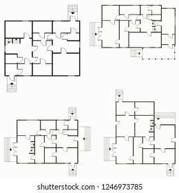 Architectural blueprint in top view background. Vector technical project background illustration
