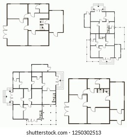 Architectural blueprint in top view background. Vector technical project background illustration
